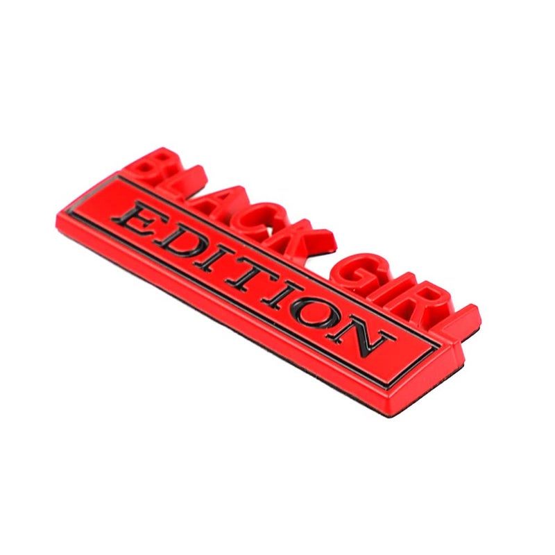 CARRUN 2 Pcs Black Girl Edition Emblem Car Side Rear Front Hood Trunk Door Badge 3D Decal Sticker Fit for Car Truck SUV (Black Girl, Red) - Image 3